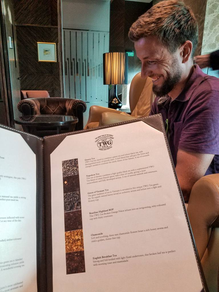 Tea menu at The Private Room Lounge