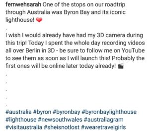 Example of a proper hashtagged caption
