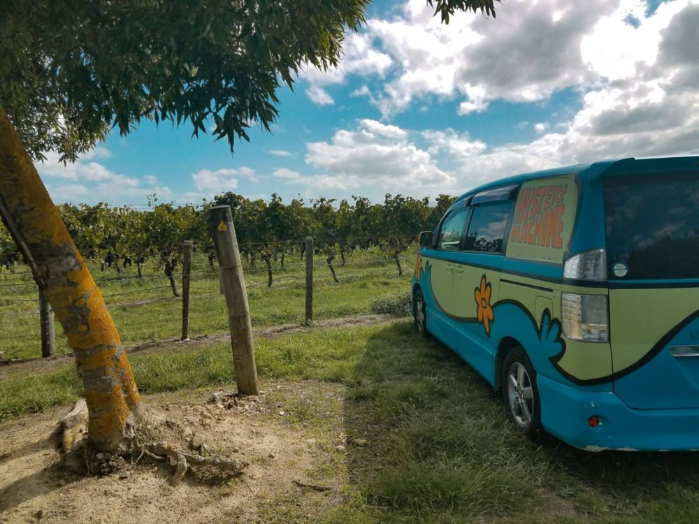World Trip Travel Bucket List - New Zealand Roadtrip Mystery Machine Wicket Camper Wine Region