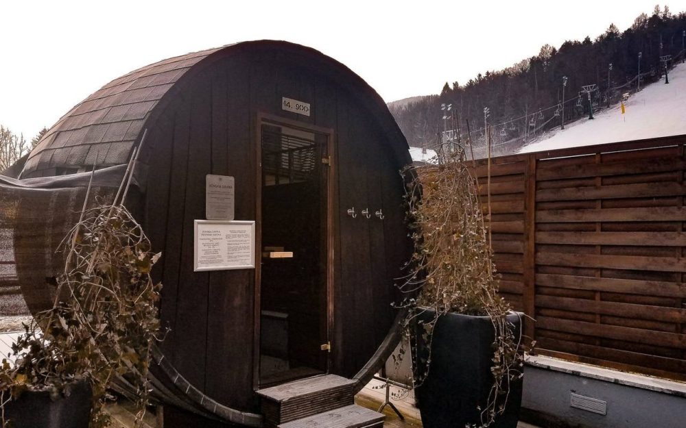 Outdoor Sauna in Wellness area at hotel Arena Maribor Pohorje - find the best ski resorts in Slovenia - the ultimate guide to skiing in Slovenia