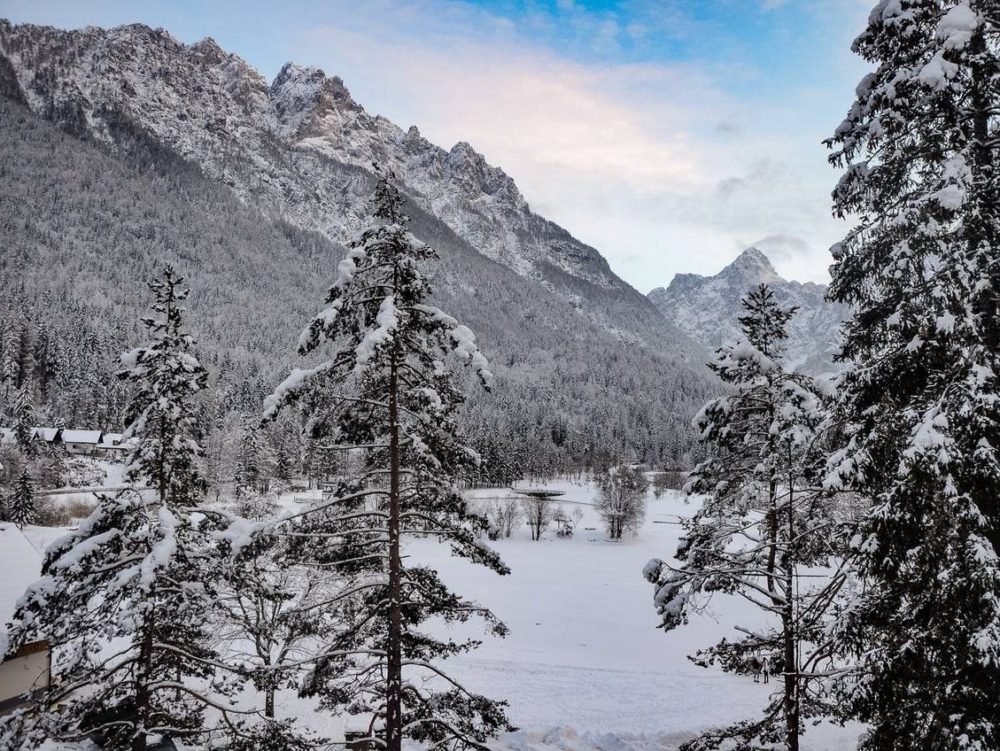 View from hotel room at Hotel Vila Triglav in Kranjska Gora - find the best ski resorts in Slovenia - the ultimate guide to skiing in Slovenia
