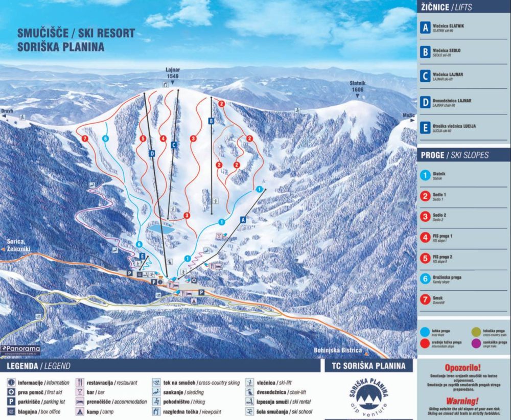 Ski map Soriska planina - find the best ski resorts in Slovenia - the ultimate guide to skiing in Slovenia