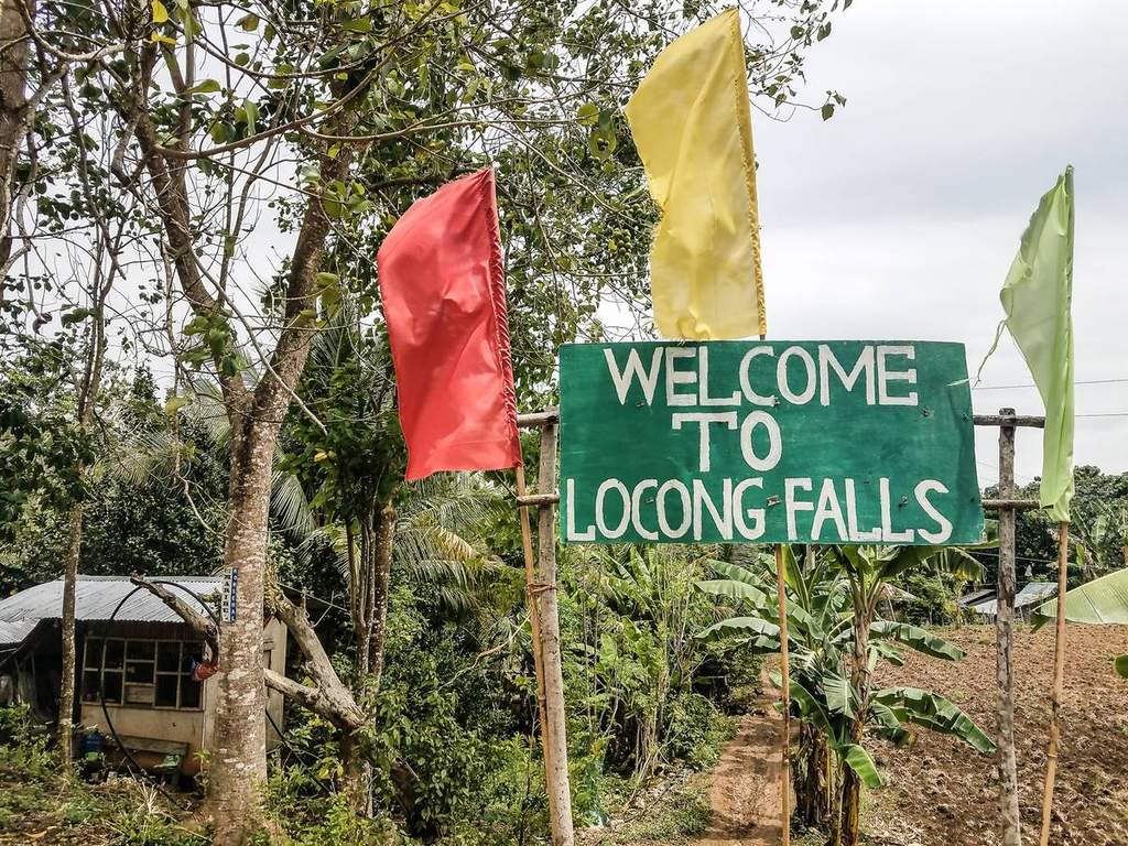 Locong Falls Sign Siquijor Island Philippines Waterfall