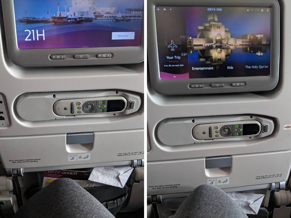 Qatar Airways Economy Class Review Entertainment System and Seat