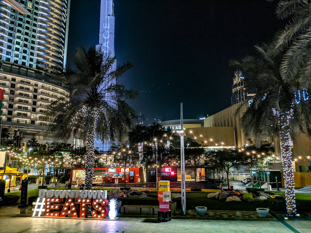 Burj Khalifa by nights from a bus tour - one of the top things to do in Dubai