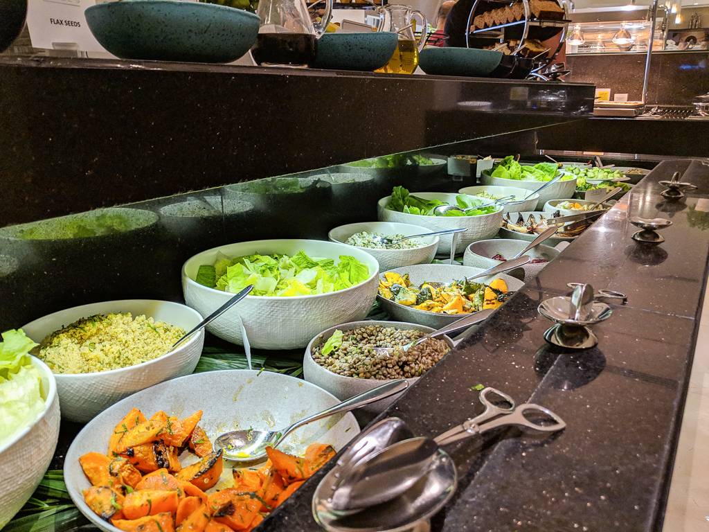 Salad buffet at Executive Lounge at Grosvenor House Dubai