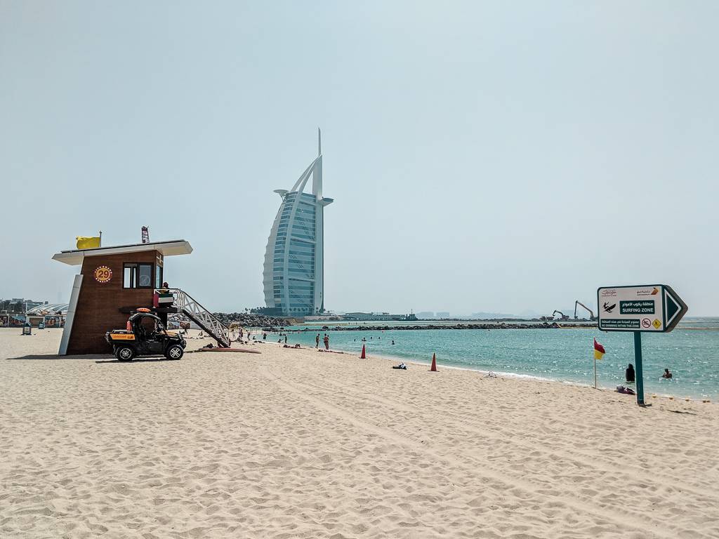 Jumeirah Public Beach Dubai with Burj al Arab in the background