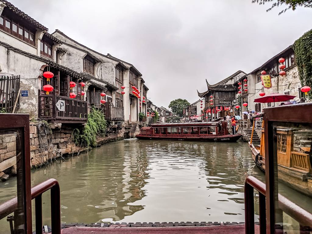 View from the river boat tour in Shantan Street Suzhou