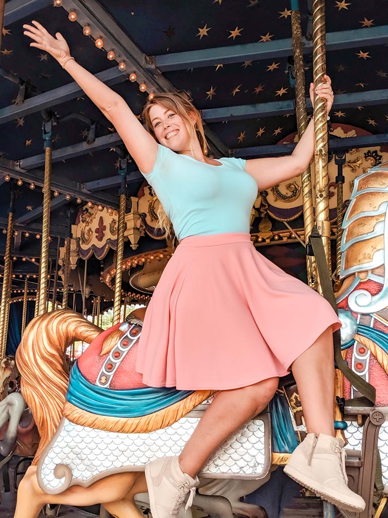 Disneyland Paris Photo Spots - Sarah on Lancelots Carousel