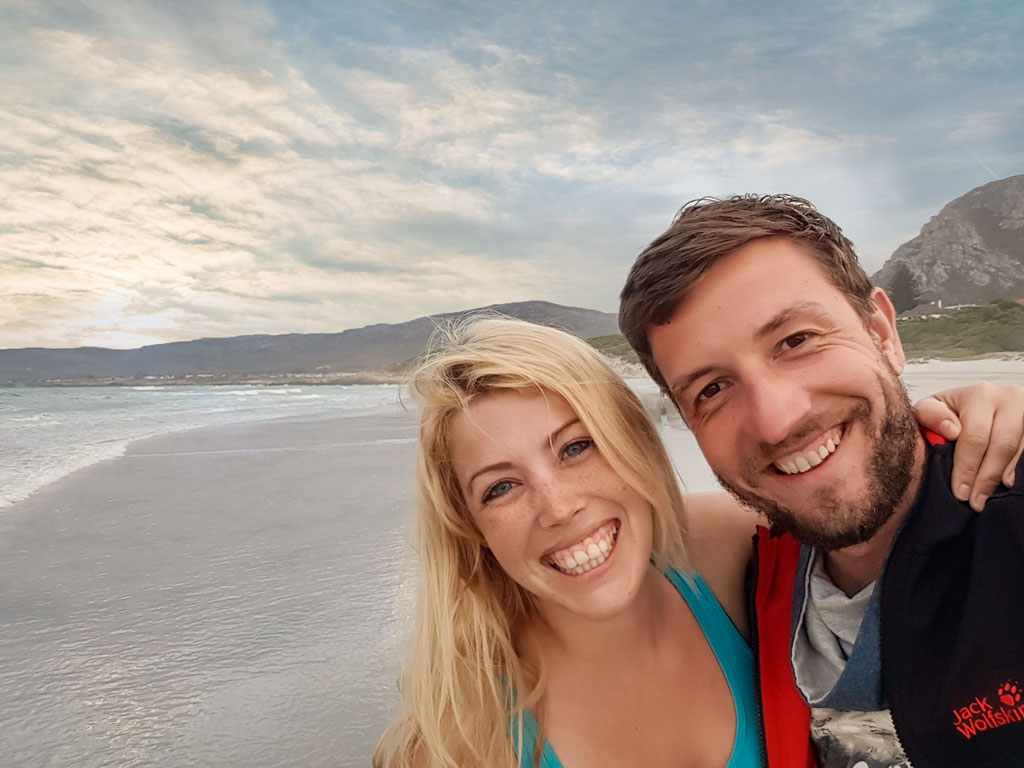 Sarah and Markus on the Coast of Africa - a typical travel couple pic!
