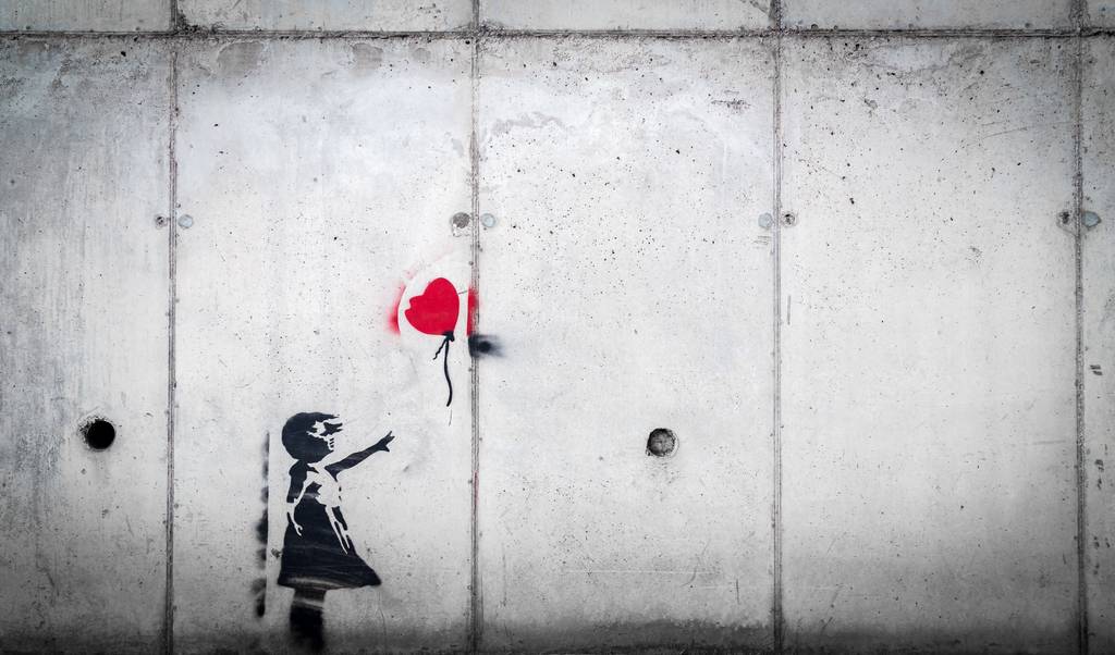 Heart flying away from Girl Graffiti