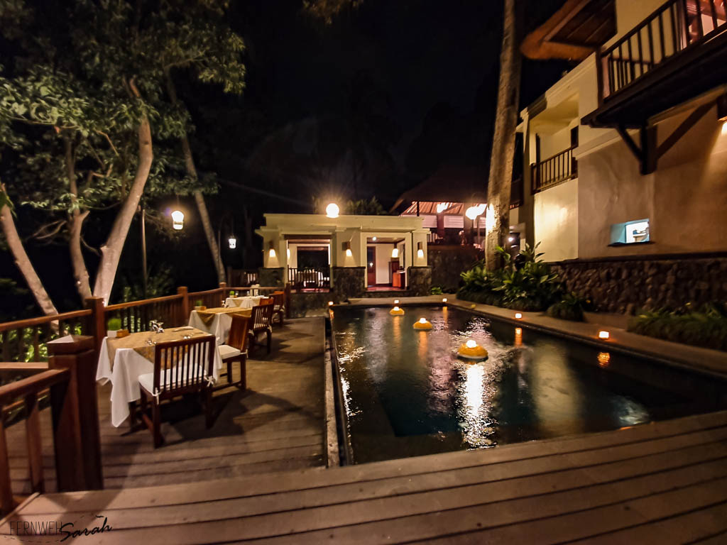 Dinner at night at Kayumanis Ubud Private Villa & Spa- an Ubud private pool villa in Bali