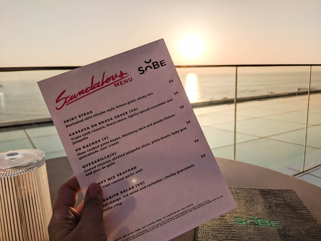 Scandalous ladies night menu at SoBe Bar