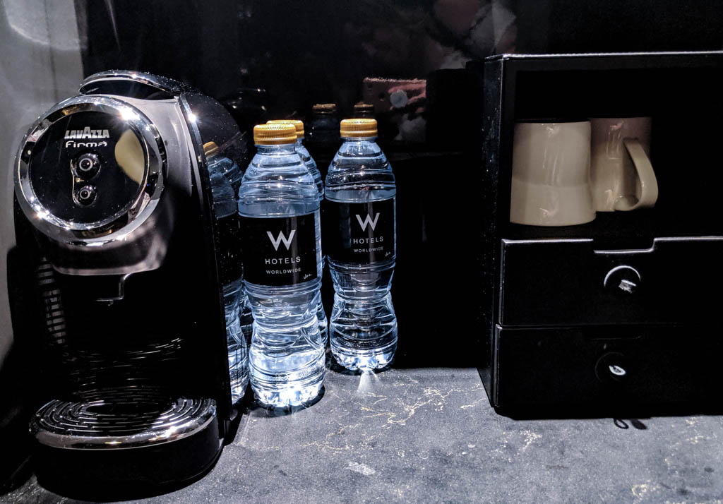 Coffee Maker and Water at W Suite