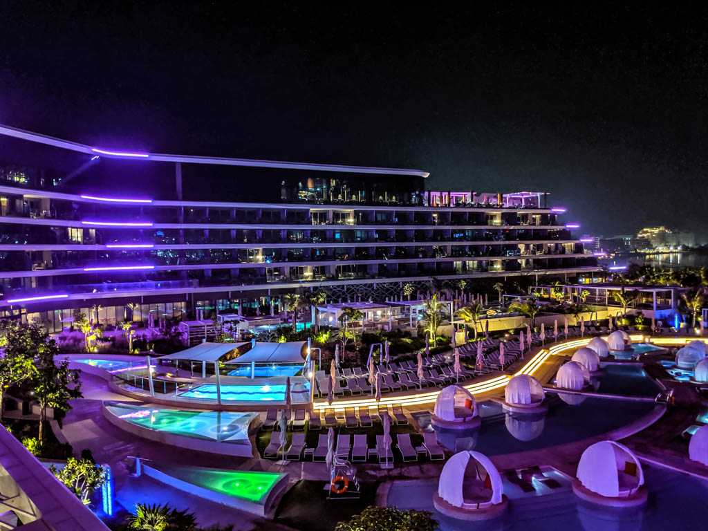 View from the Balcony of a W Suite on the pool of W Hotel Dubai Palm Jumeirah