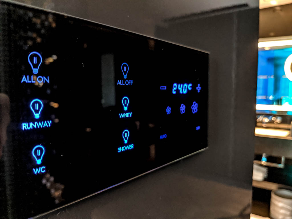 Steering panel of lights and temperature at W Hotel Dubai