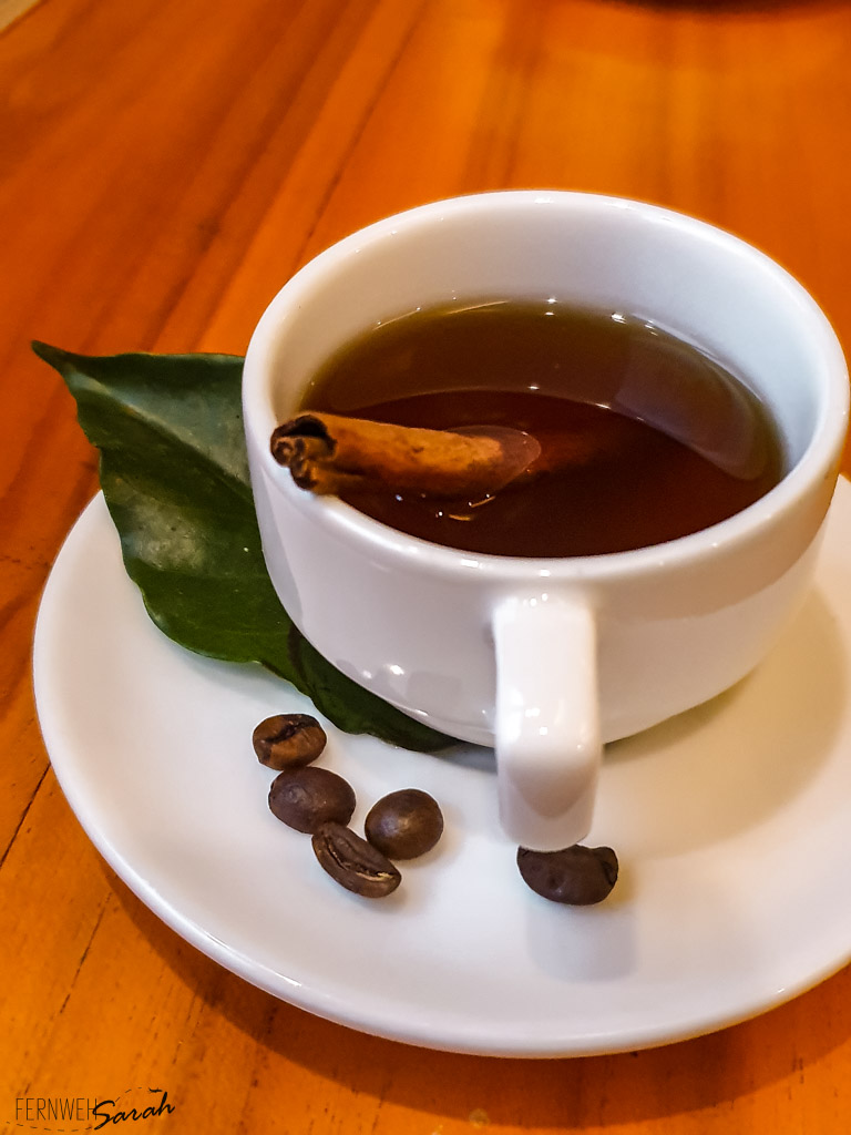 Welcome coffee with cinnamon provided during check in at Munduk Moding Plantation