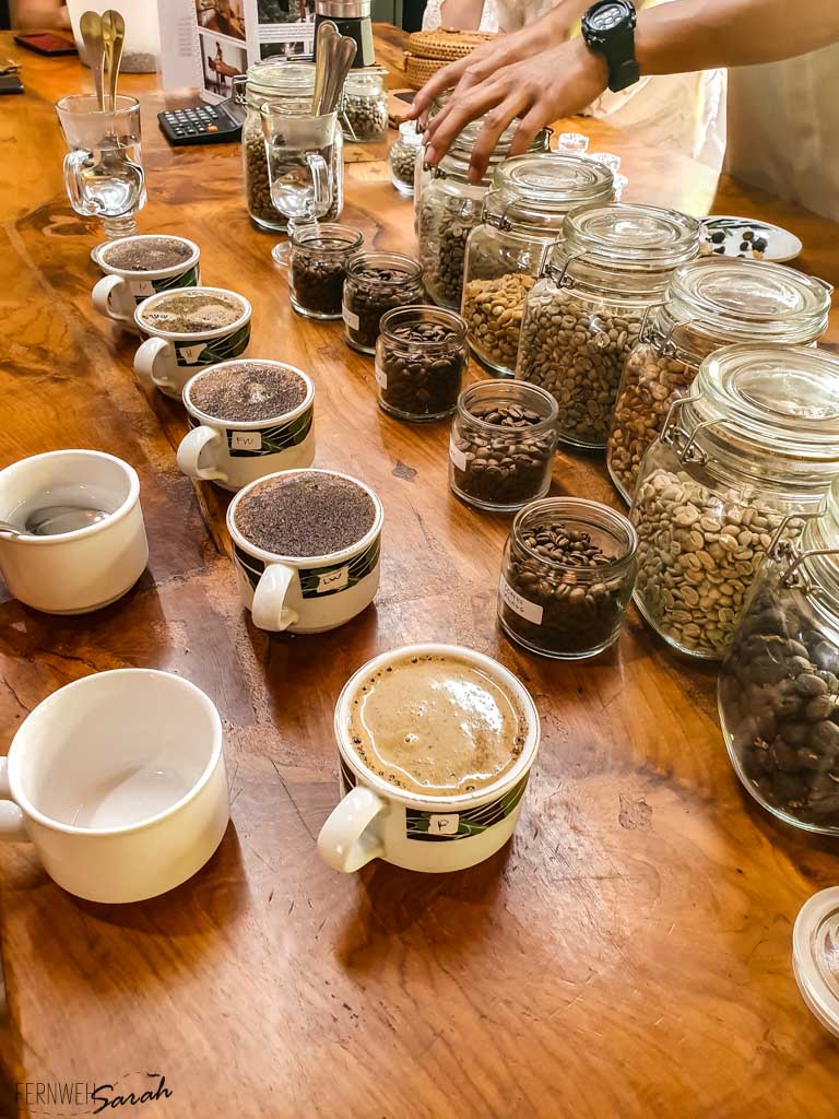 Coffee tasting at Munduk Moding Plantation during the complimentary tour of the organic coffee plantation in Bali